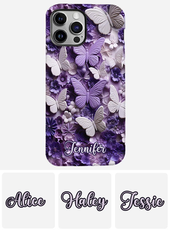 Purple Butterflies - Personalized Butterfly Full Print Phone Case