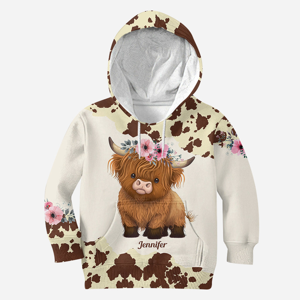 Juste une fille qui aime les vaches des Highlands - Sweat à capuche et legging personnalisés avec motif vache des Highlands