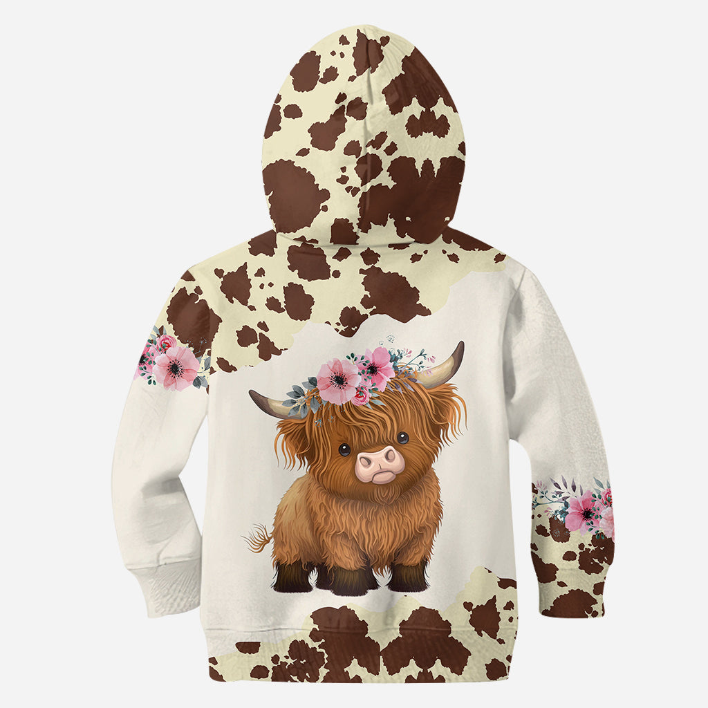 Juste une fille qui aime les vaches des Highlands - Sweat à capuche et legging personnalisés avec motif vache des Highlands