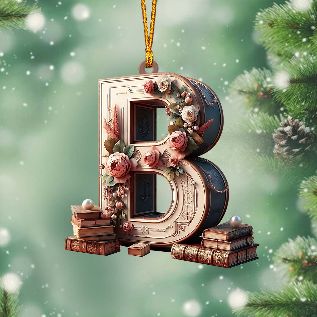 Ornement de livre vintage en forme de lettre - Ornement de livre personnalisé