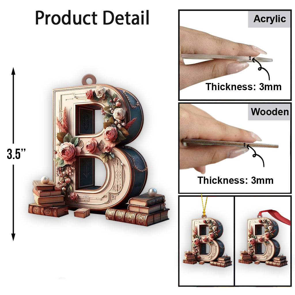 Ornement de livre vintage en forme de lettre - Ornement de livre personnalisé