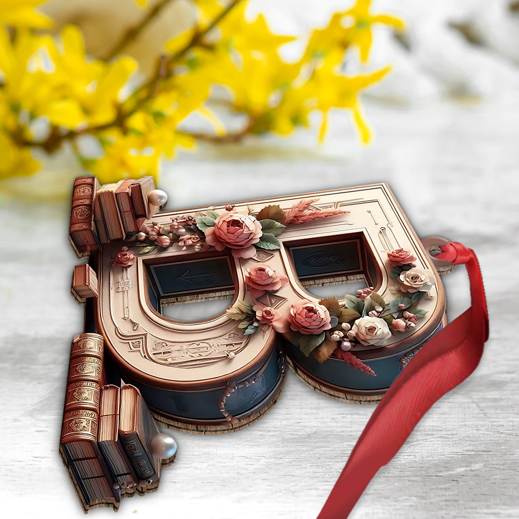 Ornement de livre vintage en forme de lettre - Ornement de livre personnalisé