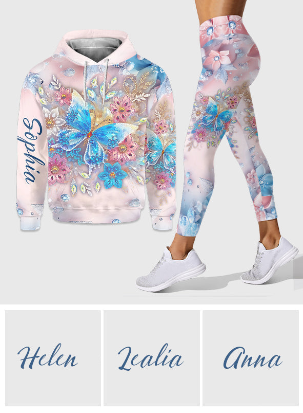 Papillon et Fleur - Sweat à capuche et legging personnalisés papillon