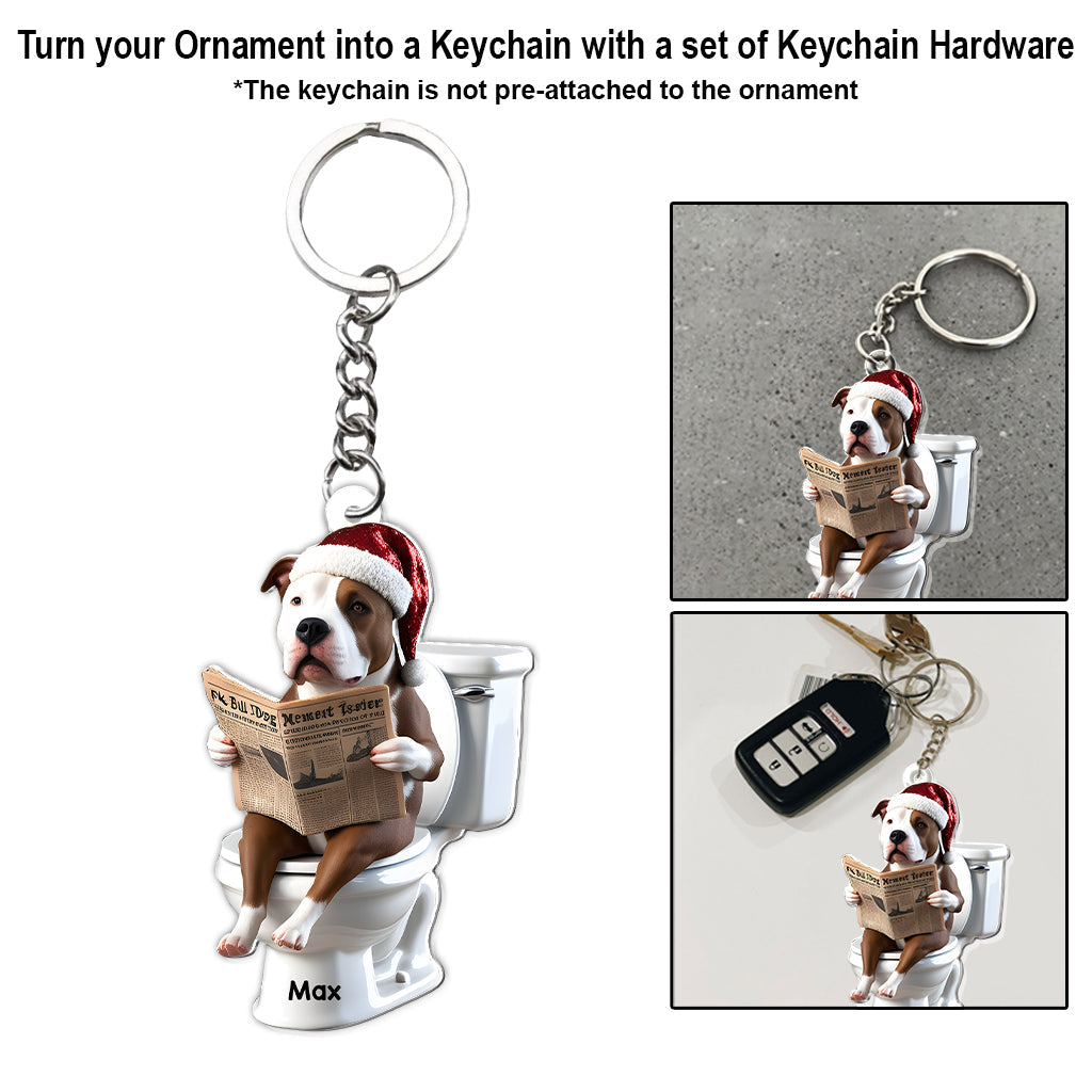Pitbull Reading Newspaper - Personalized Pitbull Transparent Ornament