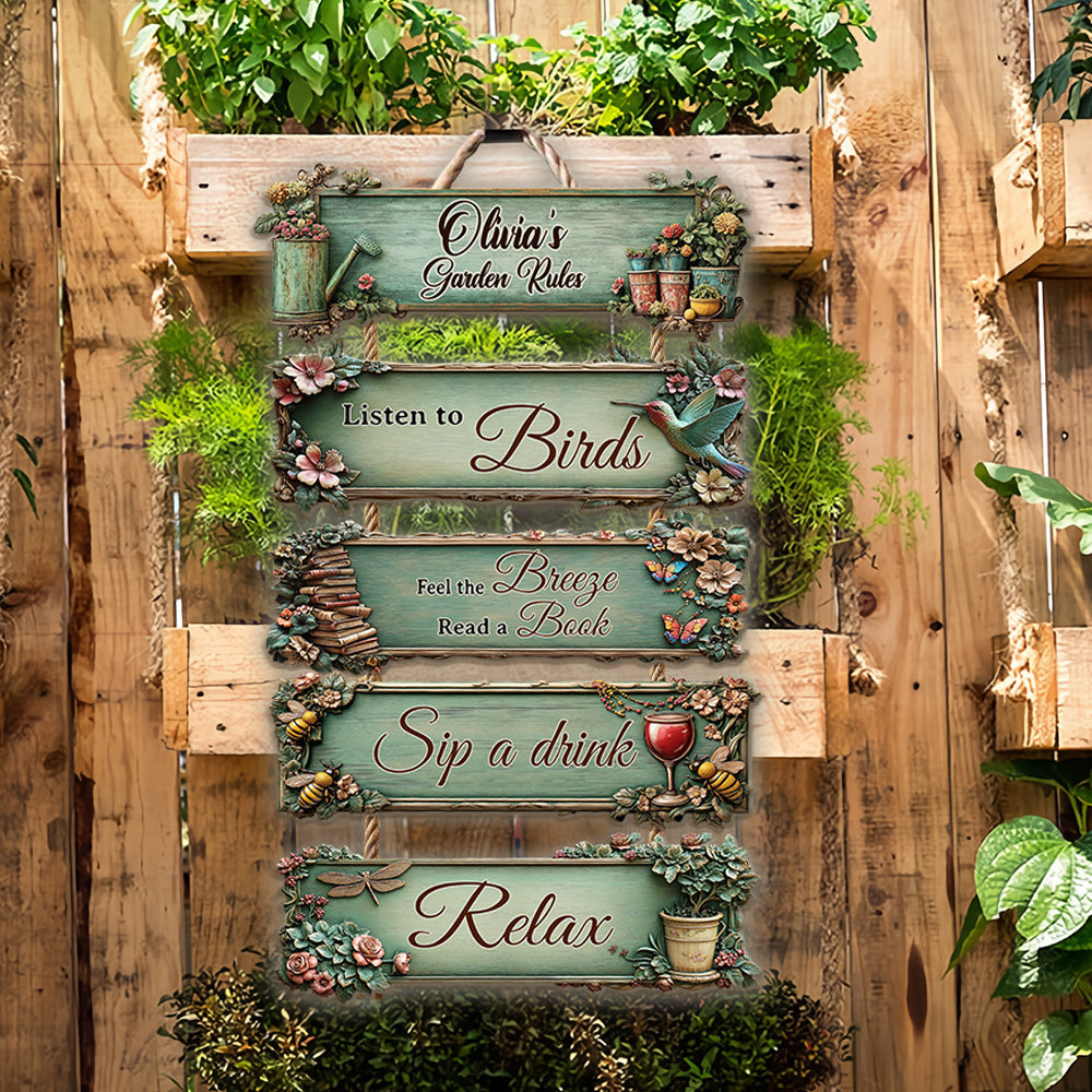 Règles du jardin - Panneau personnalisé en bois de palette
