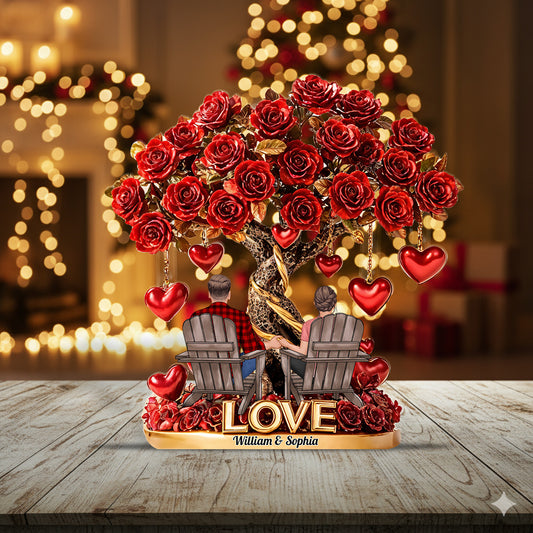 Arbre de l'amour - Cadeau de Noël personnalisé pour couple - Plaque acrylique personnalisée