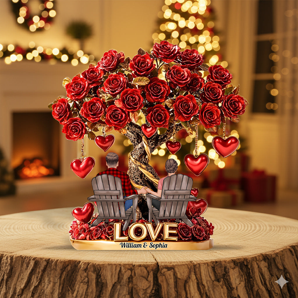 Arbre de l'amour - Cadeau de Noël personnalisé pour couple - Plaque acrylique personnalisée