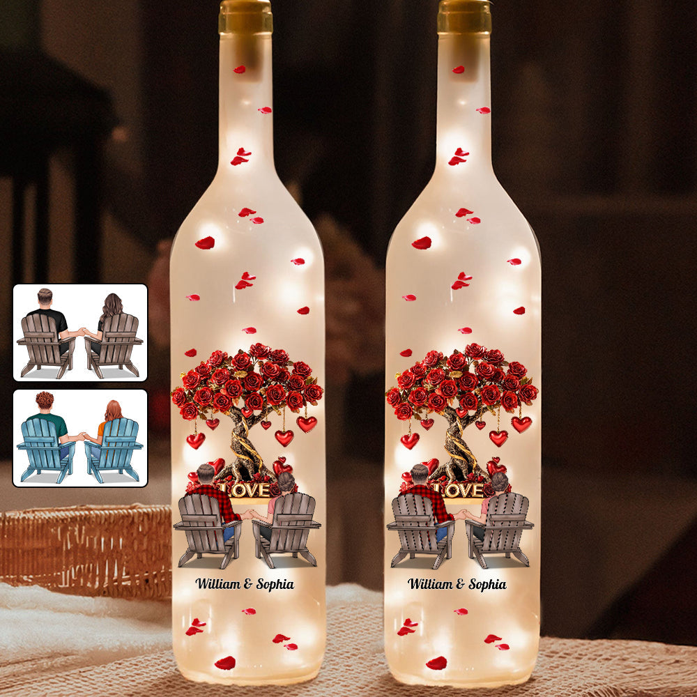 Arbre de l'Amour - Lampe personnalisée pour couple en forme de bouteille de vin