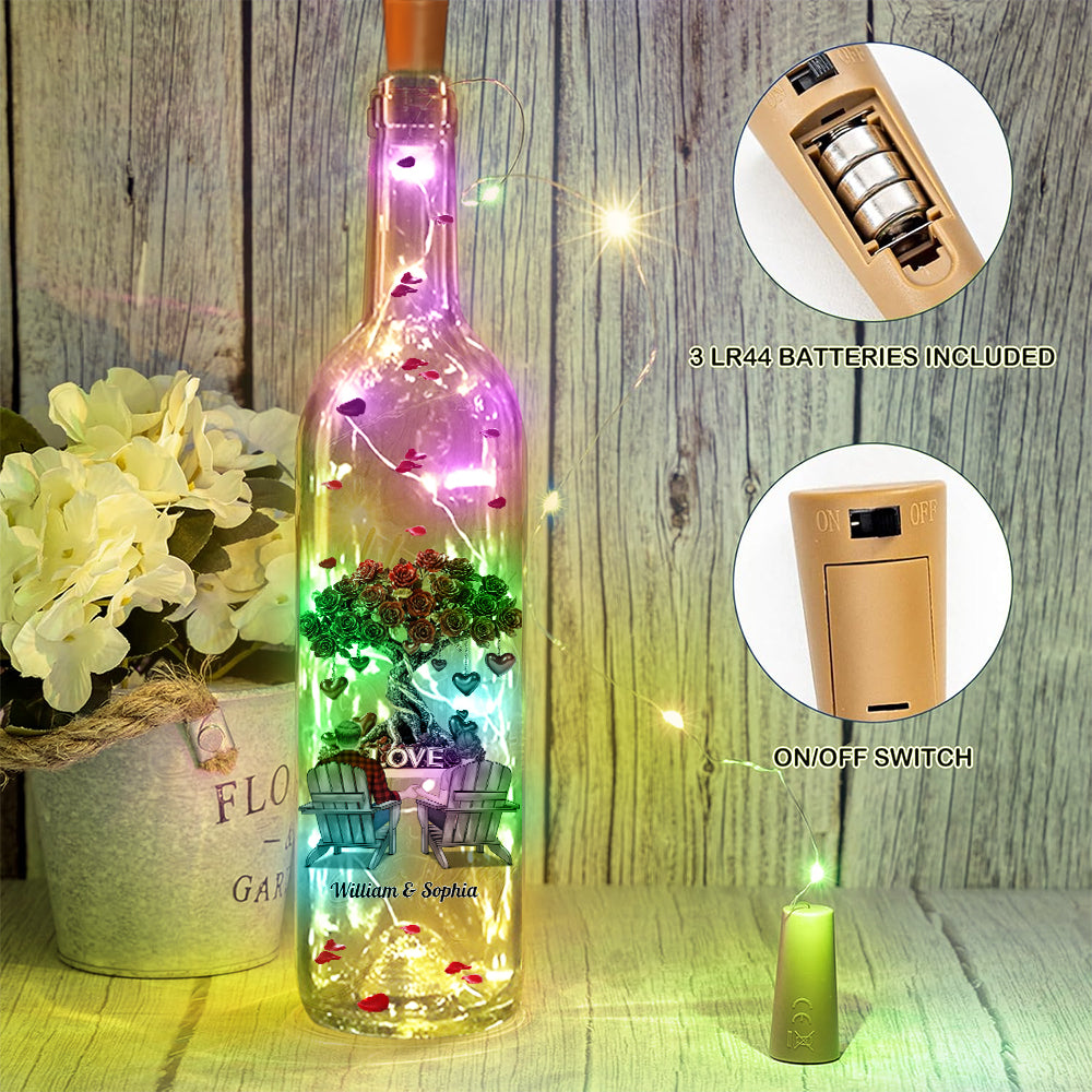 Arbre de l'Amour - Lampe personnalisée pour couple en forme de bouteille de vin