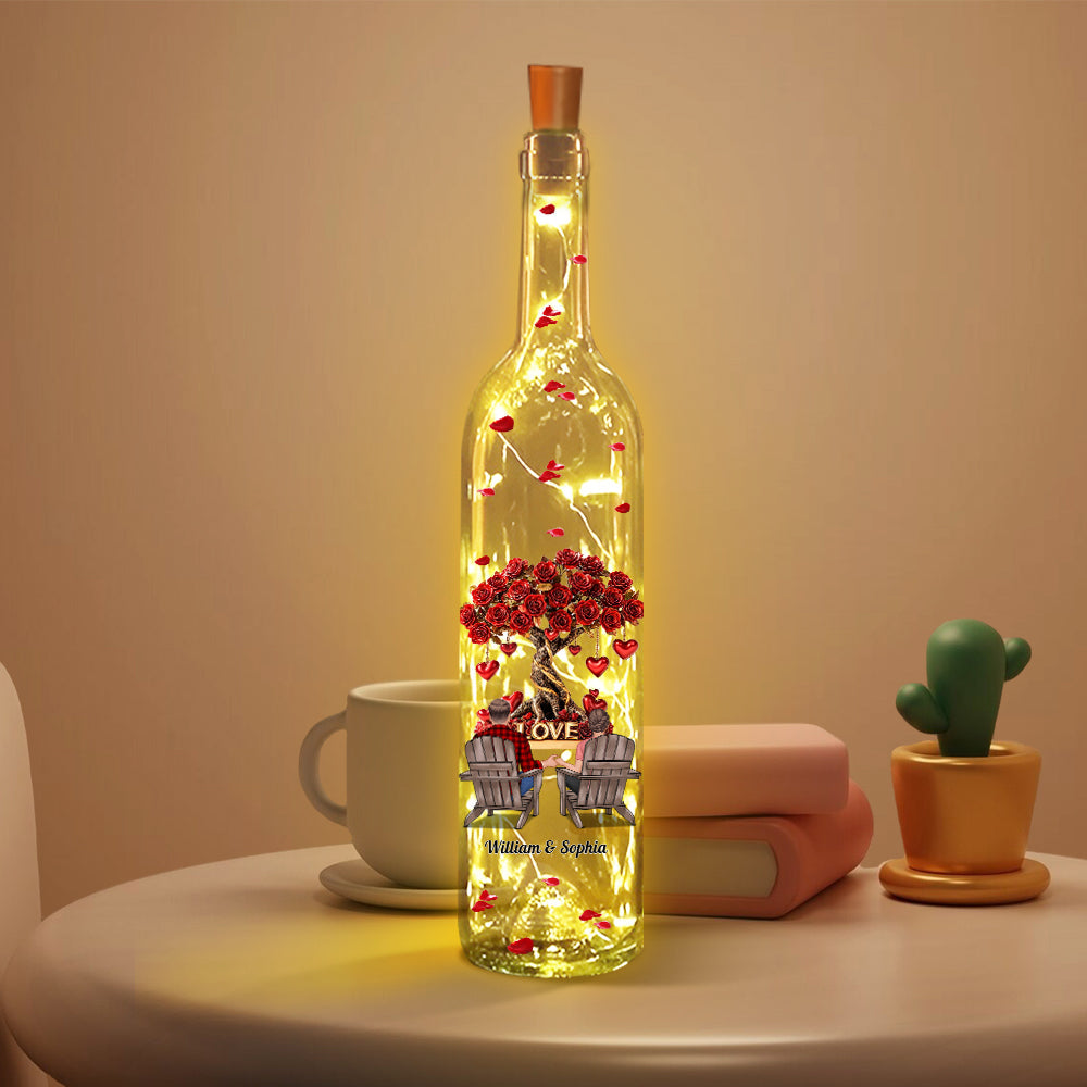 Arbre de l'Amour - Lampe personnalisée pour couple en forme de bouteille de vin