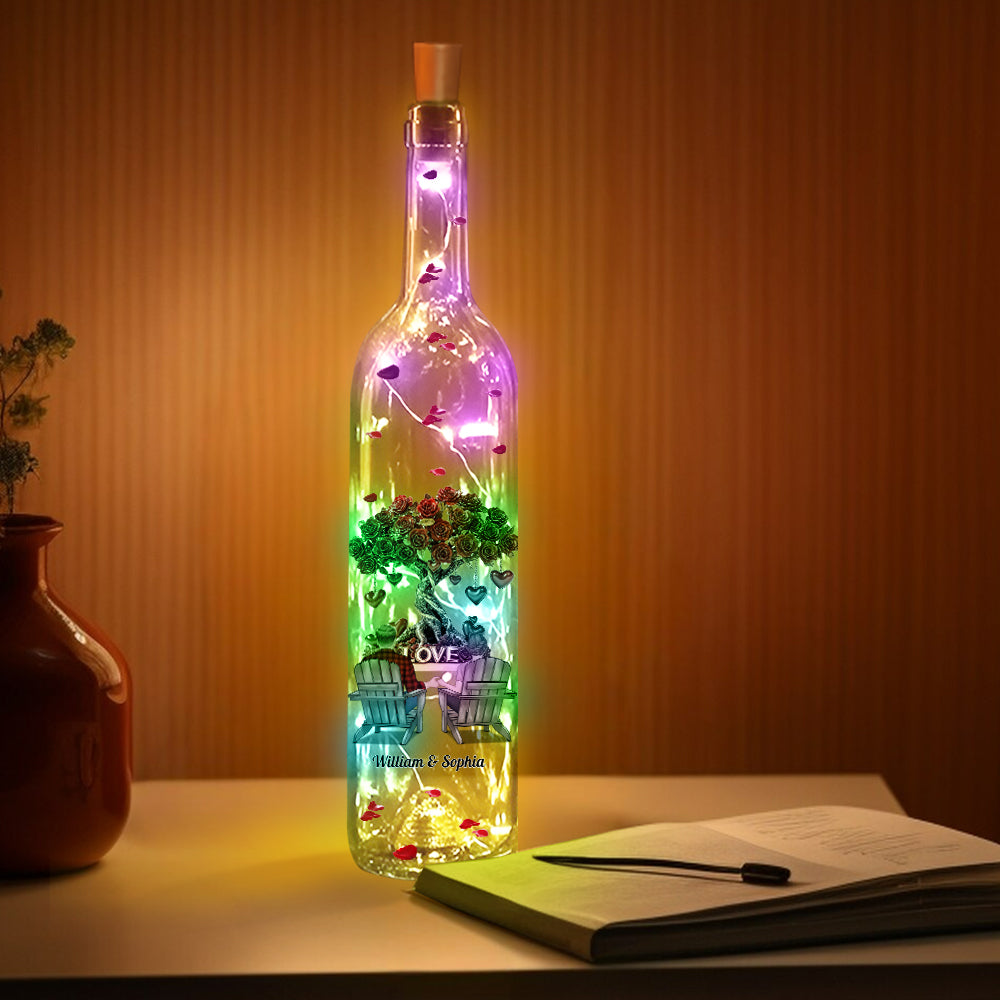 Arbre de l'Amour - Lampe personnalisée pour couple en forme de bouteille de vin