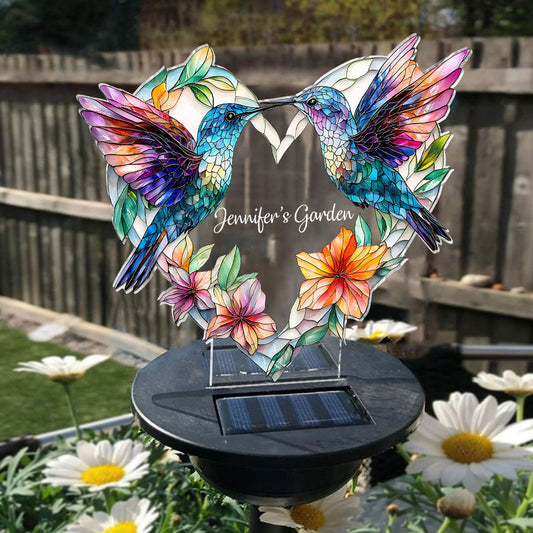 Colibri joyeux - Lampe solaire de jardin personnalisée Colibri
