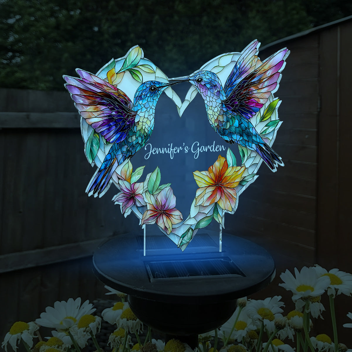 Happy Hummingbird - Personalized Hummingbird Garden Solar Light
