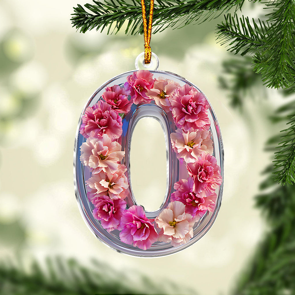 Beautiful Floral Letter - Personalized Mother Custom Shaped Ornament