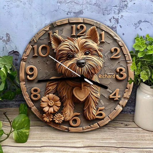 Cute Yorkshire Terrier - Personalized Yorkshire Terriers Wall Clock