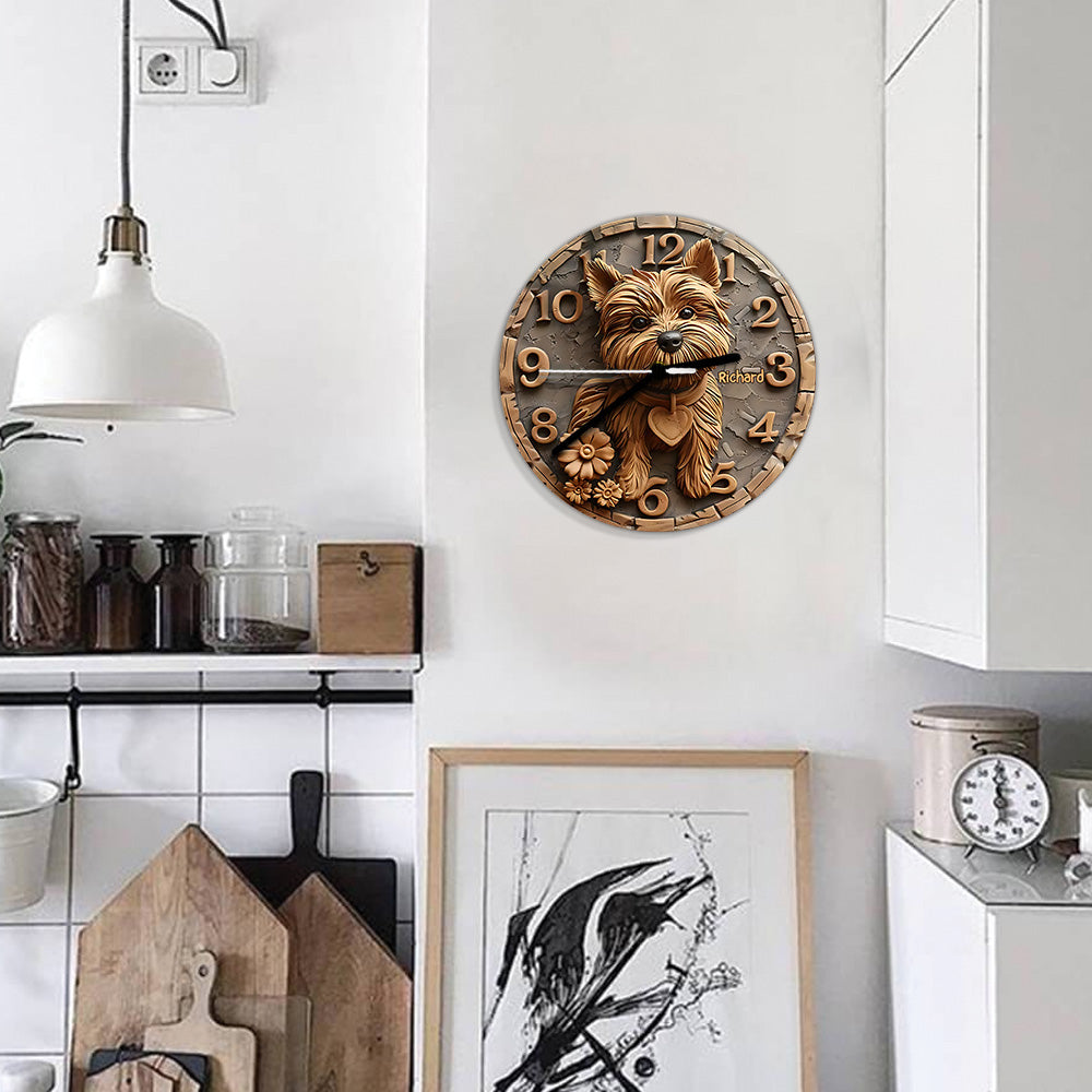 Cute Yorkshire Terrier - Personalized Yorkshire Terriers Wall Clock