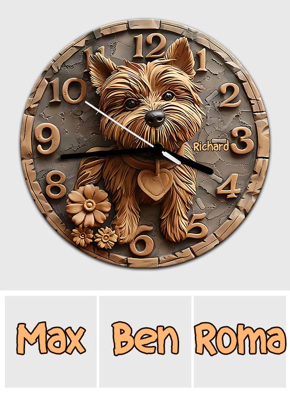 Cute Yorkshire Terrier - Personalized Yorkshire Terriers Wall Clock