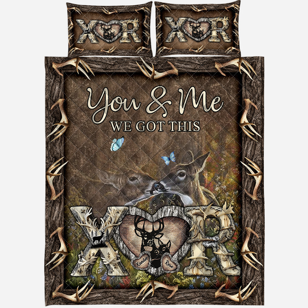 Son cerf, sa biche - Ensemble de courtepointe de chasse personnalisé