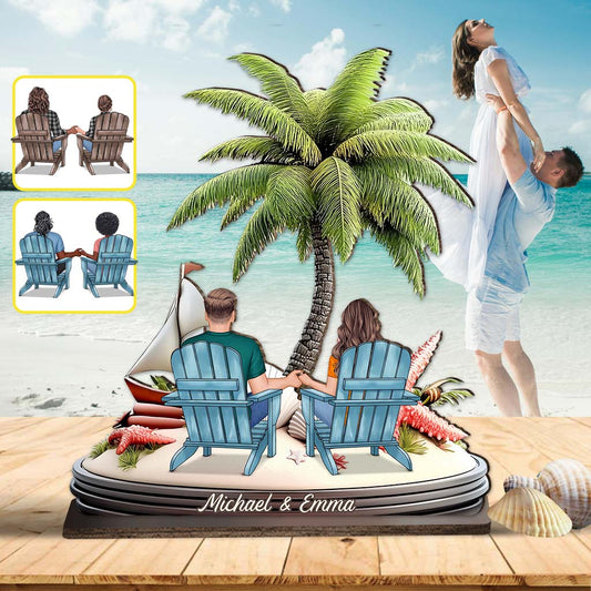 Chilling On The Beach - Personalized Couple 1 Layered Big Freestanding