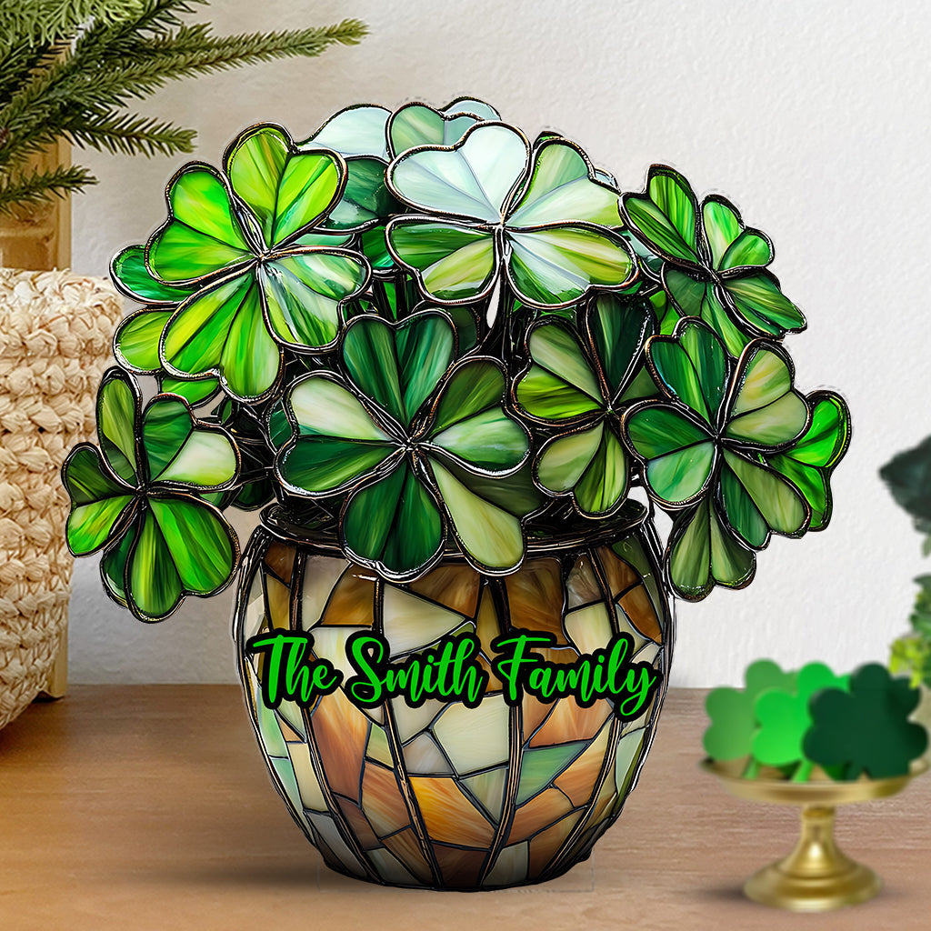 Fleur porte-bonheur - Plaque acrylique personnalisée pour la Saint-Patrick.