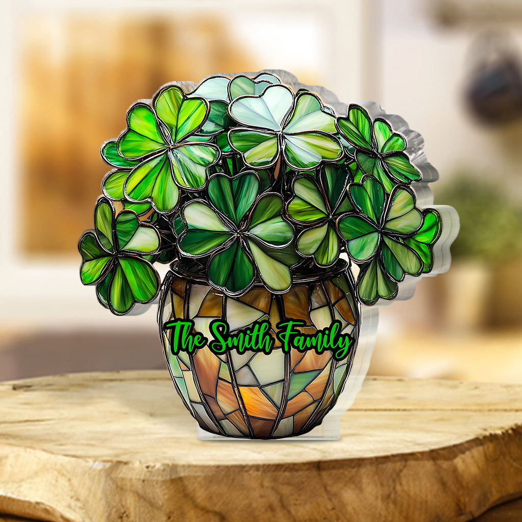 Fleur porte-bonheur - Plaque acrylique personnalisée pour la Saint-Patrick.