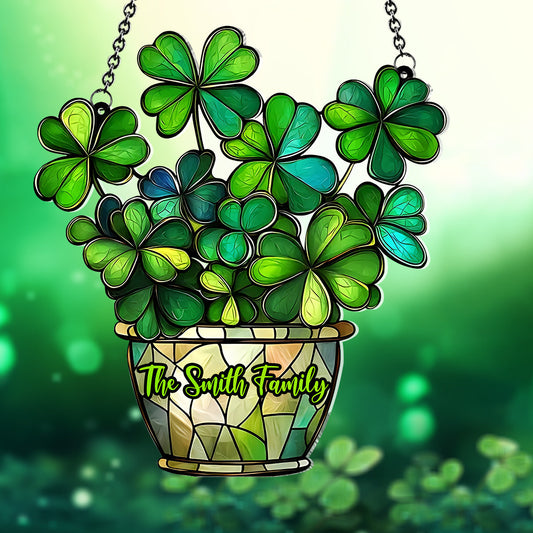 Lucky Flower - Personalized Saint Patrick's Day Window Hanging Suncatcher Ornament