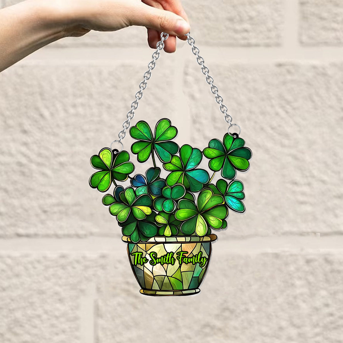 Lucky Flower - Personalized Saint Patrick's Day Window Hanging Suncatcher Ornament