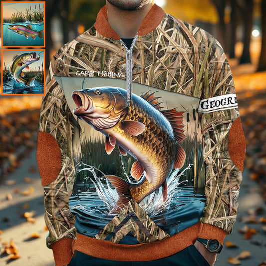 Pêche à la carpe - Sweat-shirt zippé personnalisé pour homme