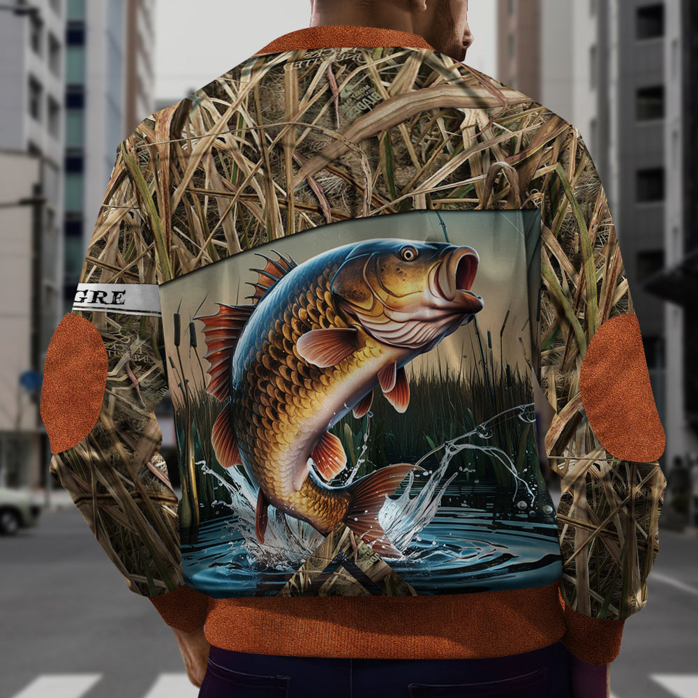 Carp Fishing - Personalized Fishing Men Zip-Up Sweatshirt