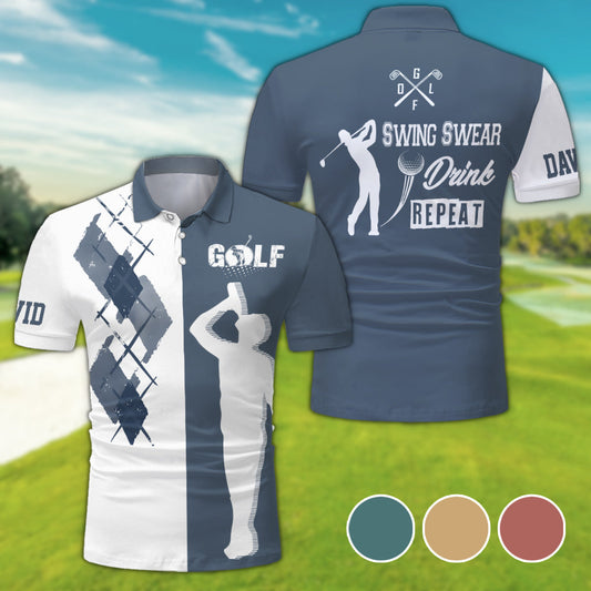 Polo de golf personnalisé Swing Swear Drink -