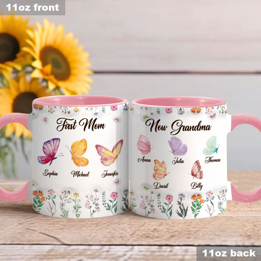 First Mom Now Grandma - Personalized Grandma Accent Mug