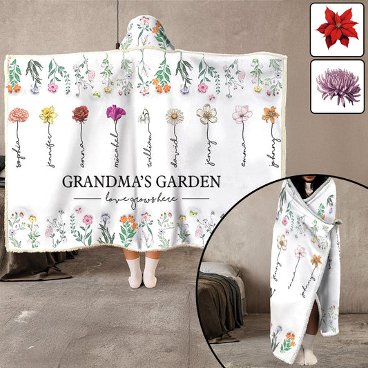 Grandma Garden - Couverture à capuche personnalisée pour grand-mère
