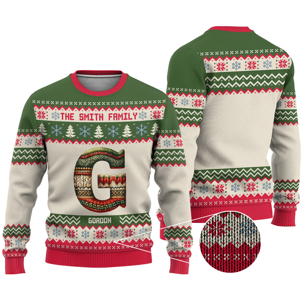 Lettre familiale - Pull moche personnalisé pour la famille