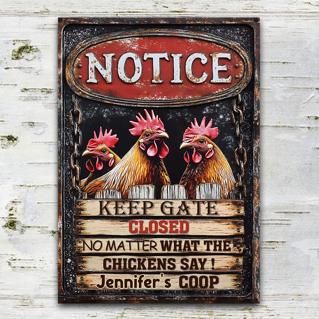 Bienvenue dans mon poulailler - Panneau métallique rectangulaire personnalisé pour poules