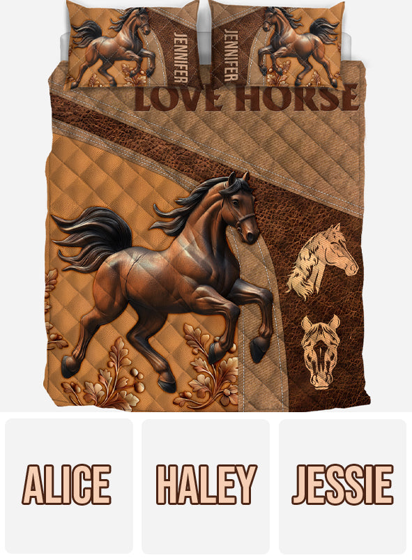 Ensemble de courtepointe personnalisé « Love Horse »