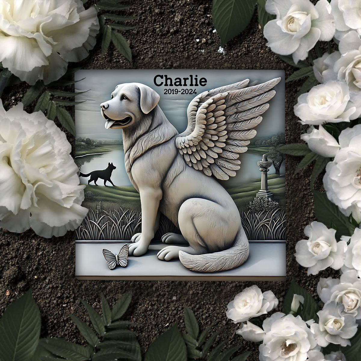 Forever In Our Hearts - Personalized Dog Square Shaped Stone