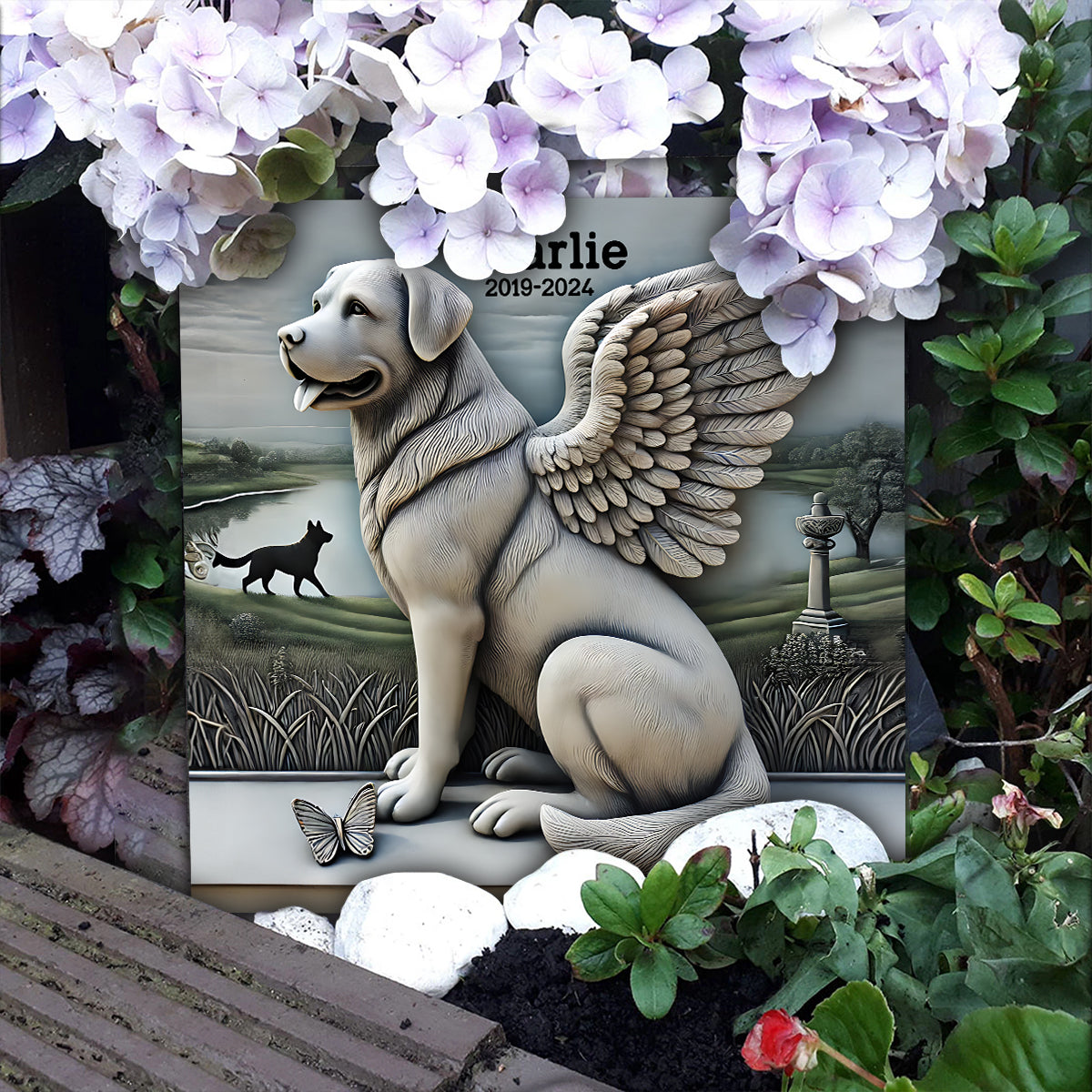 Forever In Our Hearts - Personalized Dog Square Shaped Stone