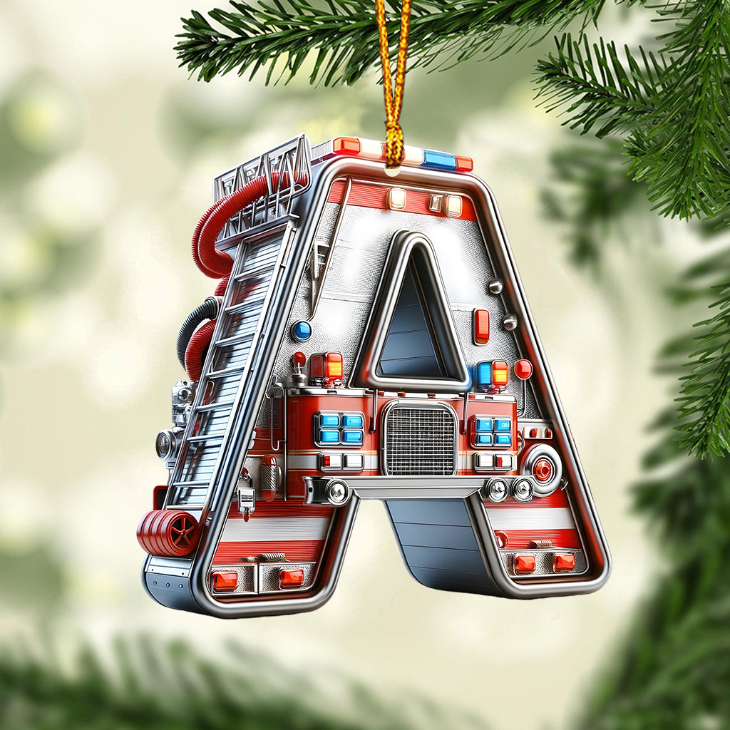 Alphabet Camion de Pompiers - Ornement Personnalisé pour Enfant