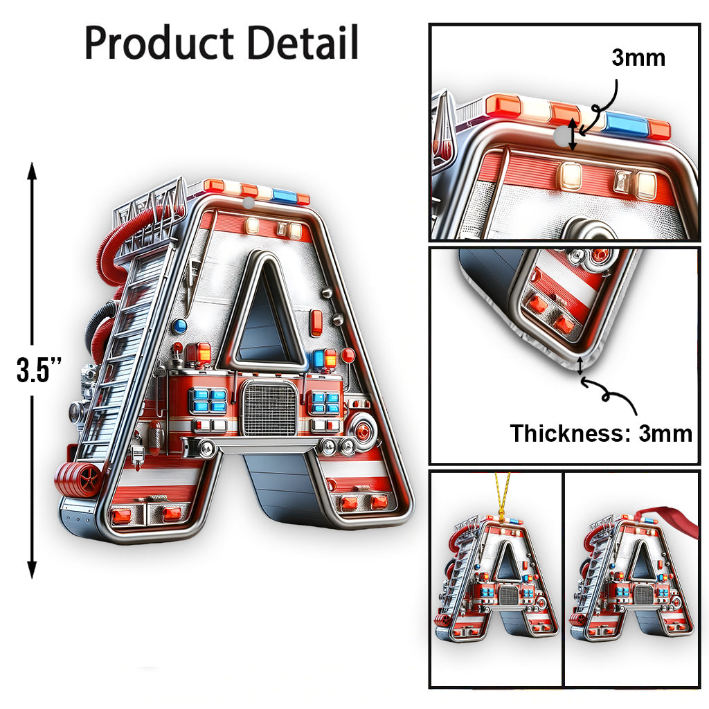 Alphabet Camion de Pompiers - Ornement Personnalisé pour Enfant