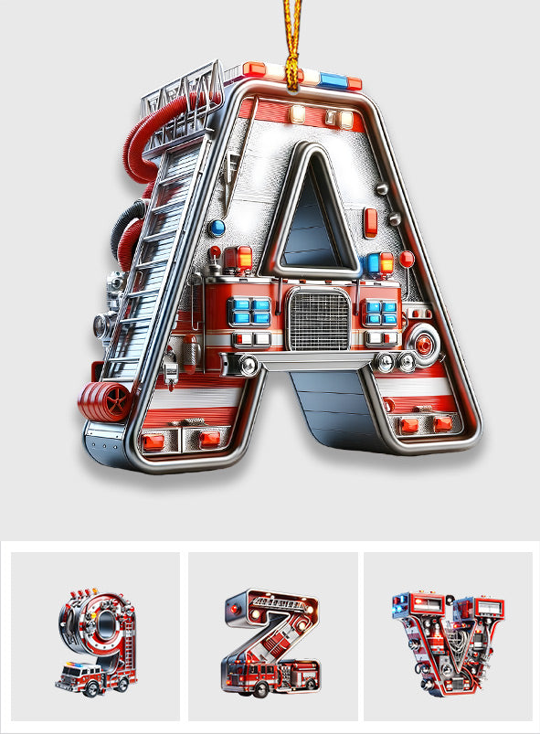 Alphabet Camion de Pompiers - Ornement Personnalisé pour Enfant