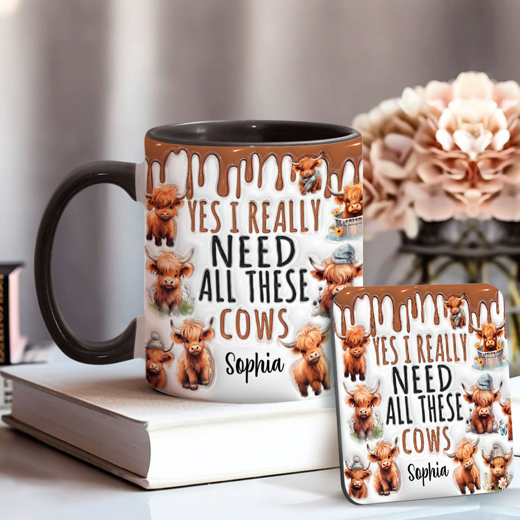 Yes I Really Need All These Cows - Personalized Accent Mug