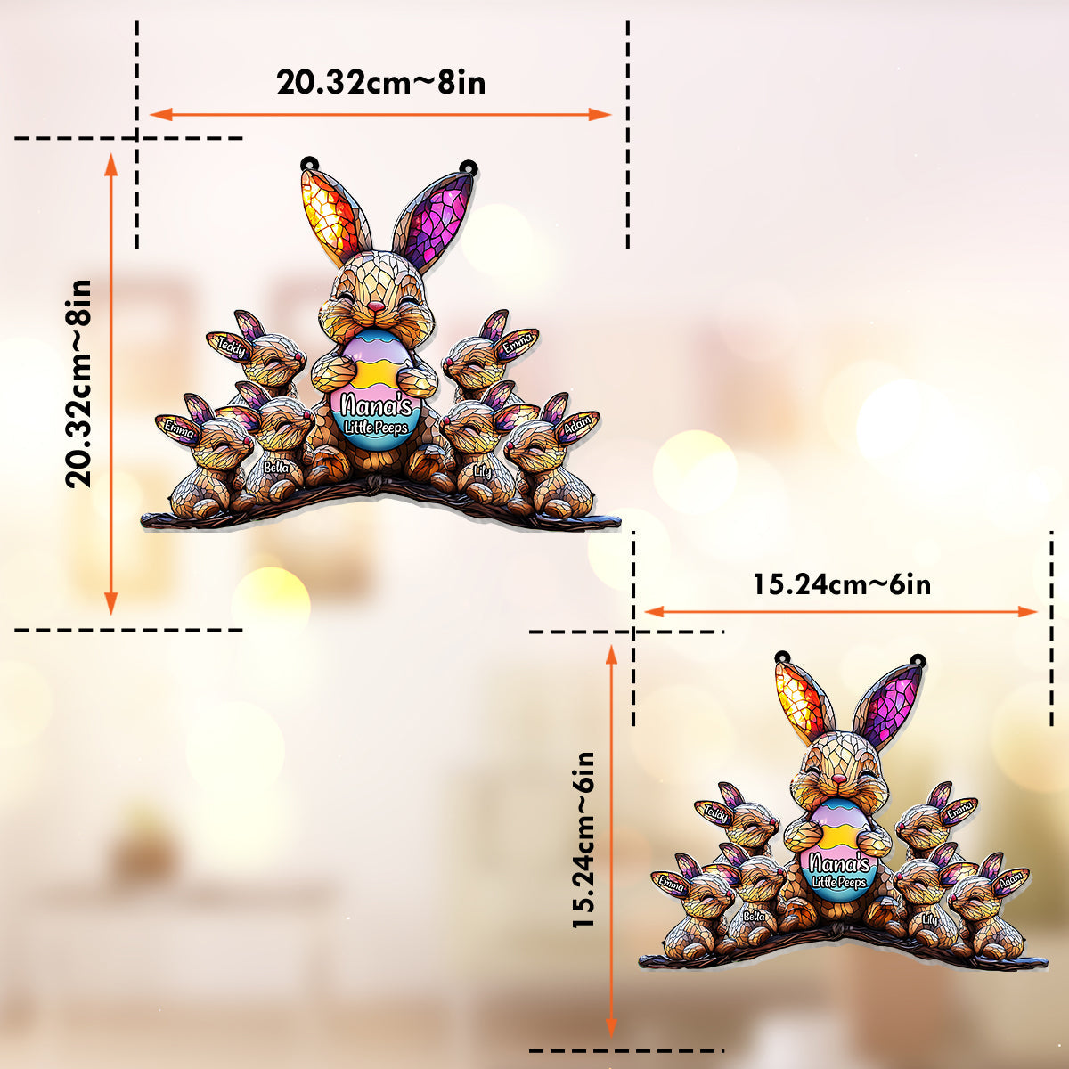 Décoration de Pâques « Les petits chéris de mamie » - Attrape-soleil personnalisé à suspendre à la fenêtre pour grand-mère 