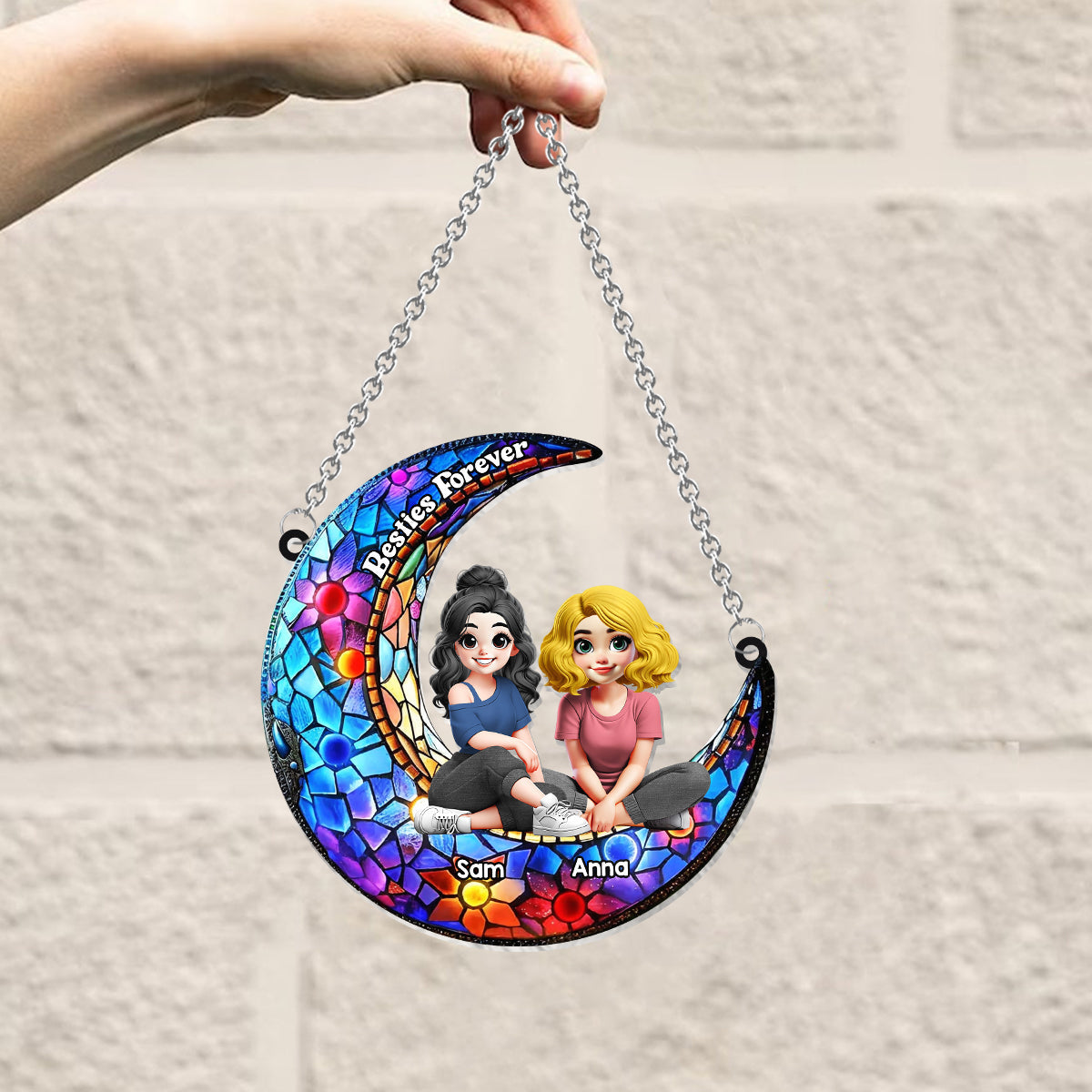 Besties Forever - Personalized Bestie Window Hanging Suncatcher Ornament