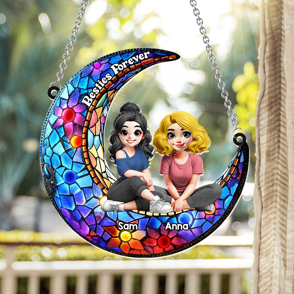 Besties Forever - Personalized Bestie Window Hanging Suncatcher Ornament