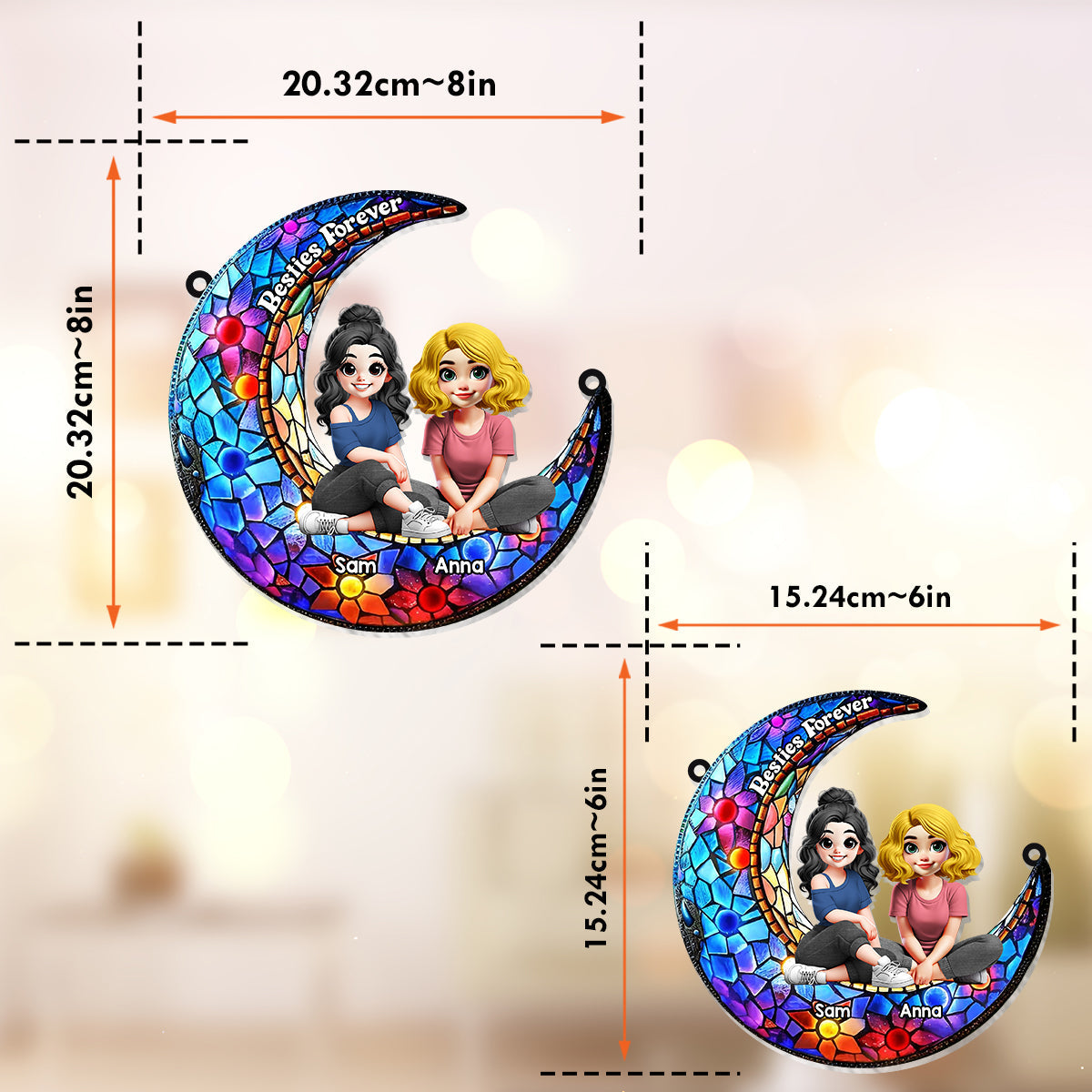 Besties Forever - Personalized Bestie Window Hanging Suncatcher Ornament