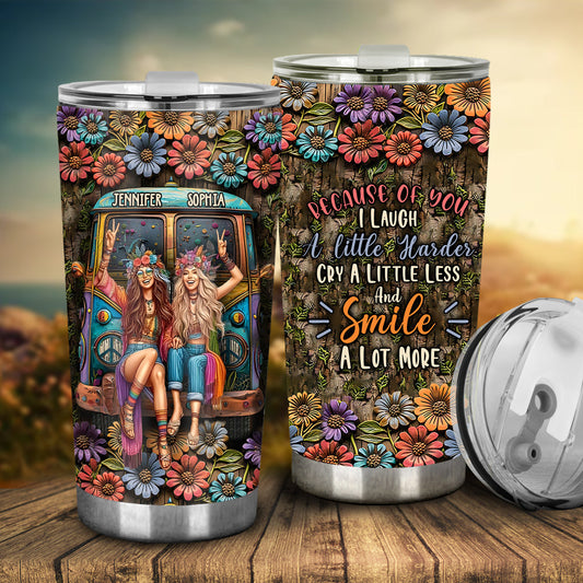 Grâce à toi, je ris un peu plus fort - Gobelet hippie personnalisé