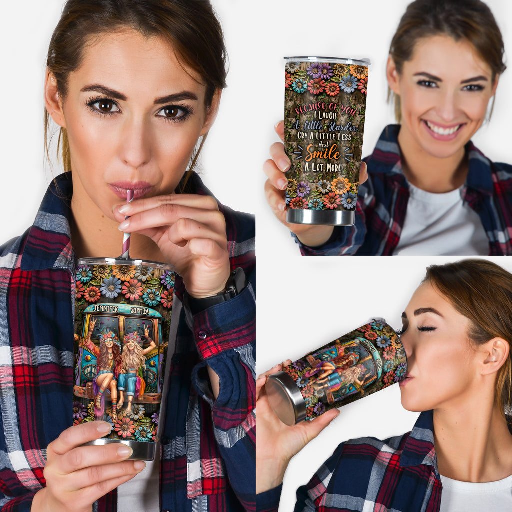 Grâce à toi, je ris un peu plus fort - Gobelet hippie personnalisé