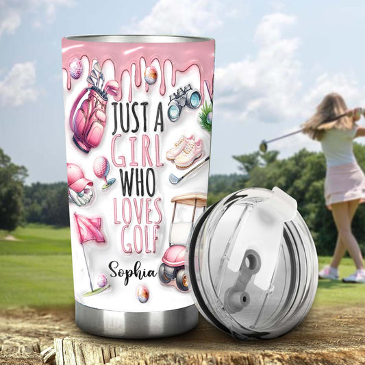 Une fille qui adore le golf - Gobelet isotherme de golf personnalisé