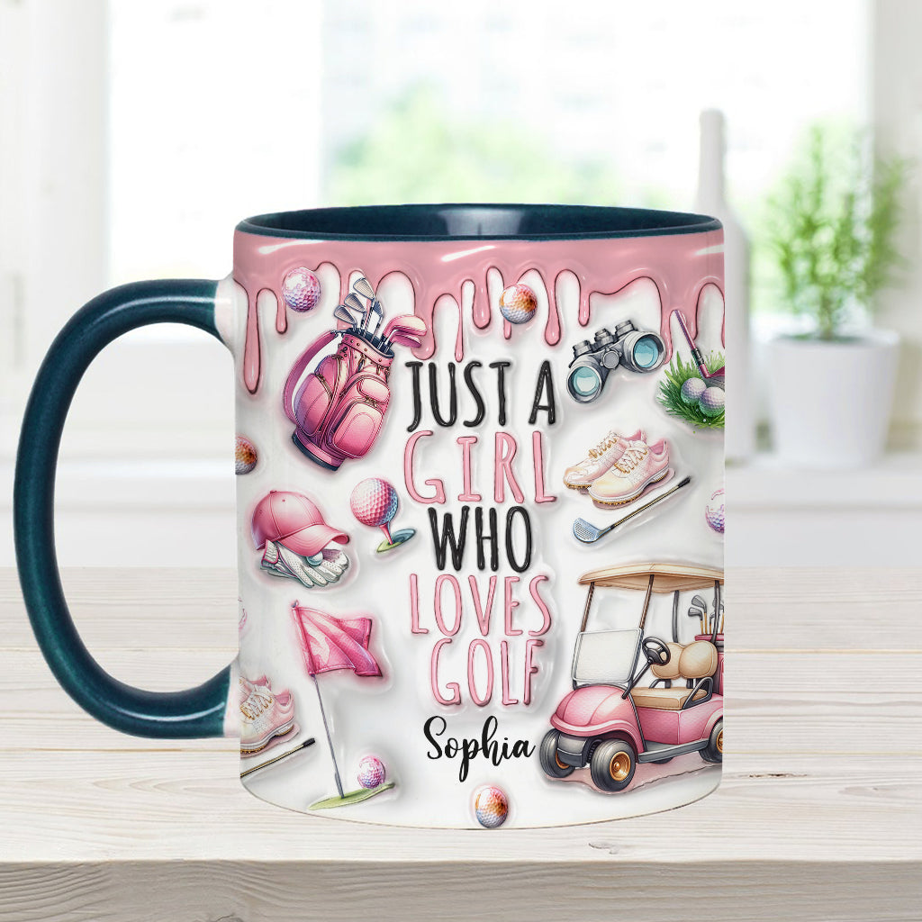 Just A Girl Who Loves Golf - Personalized Golf Accent Mug