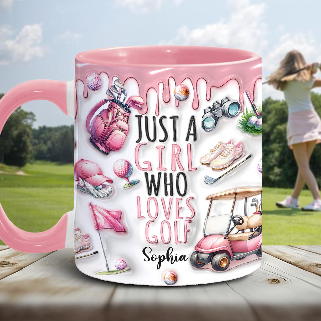 Just A Girl Who Loves Golf - Personalized Golf Accent Mug